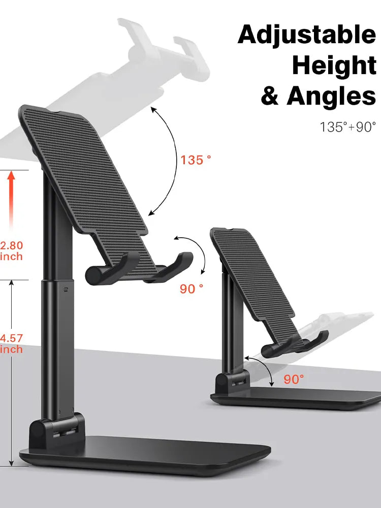 Foldable Phone Stand Adjustable Angle And Height With Silicone Pad Suitable For Desktop Fully Foldable Phone Stand Compatible